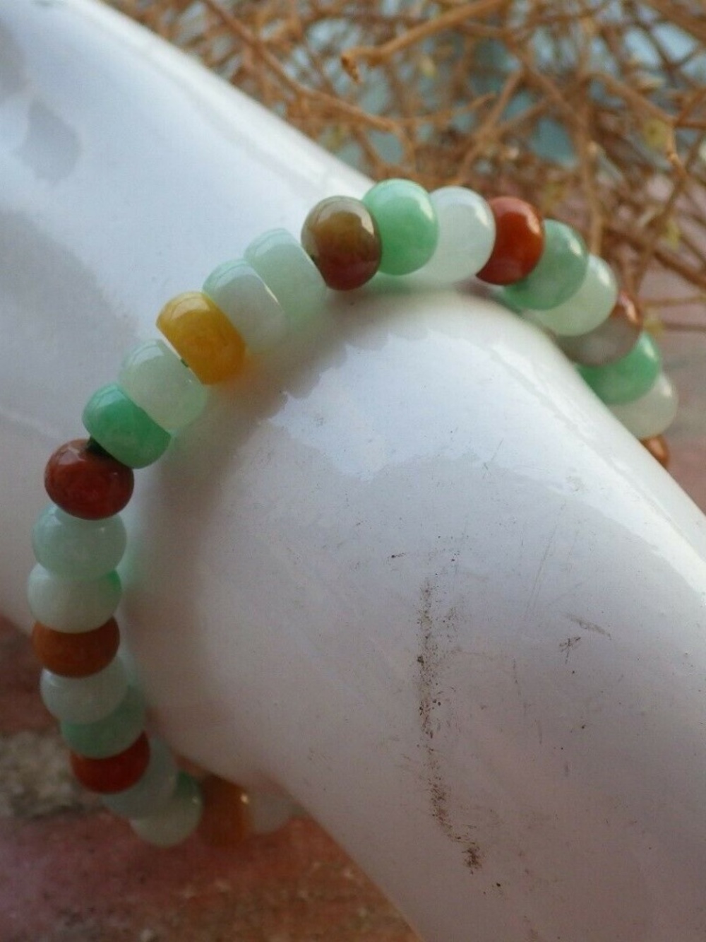 Certified 3 Color Natural A JADE Jadeite Beads Bangle Circle Bracelet 手链 642603
